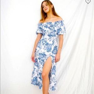 Reformation Chiara Dress - Blue and White Floral